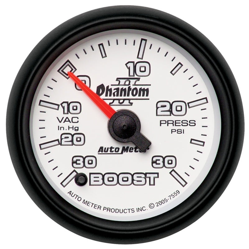 Autometer Phantom II 52.4mm Electronic Vacuum / Boost Gauge 30 In. HG/30 PSI-thumbmail-1