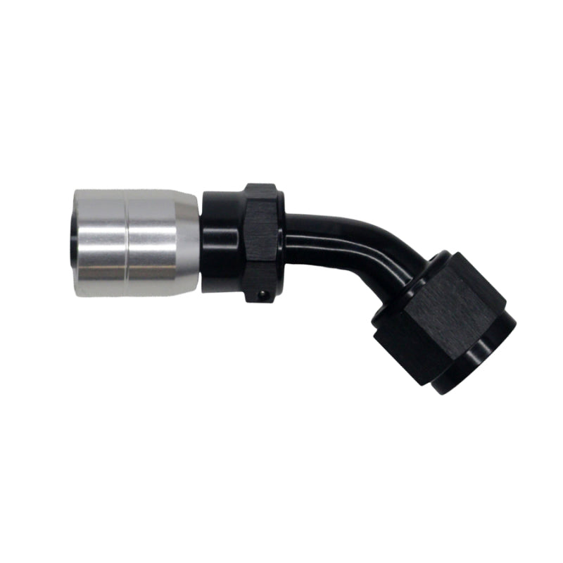 DeatschWerks 8AN Female Swivel 45-Degree Crimping Style Hose End CPE - Anodized Matte Black-thumbmail-1