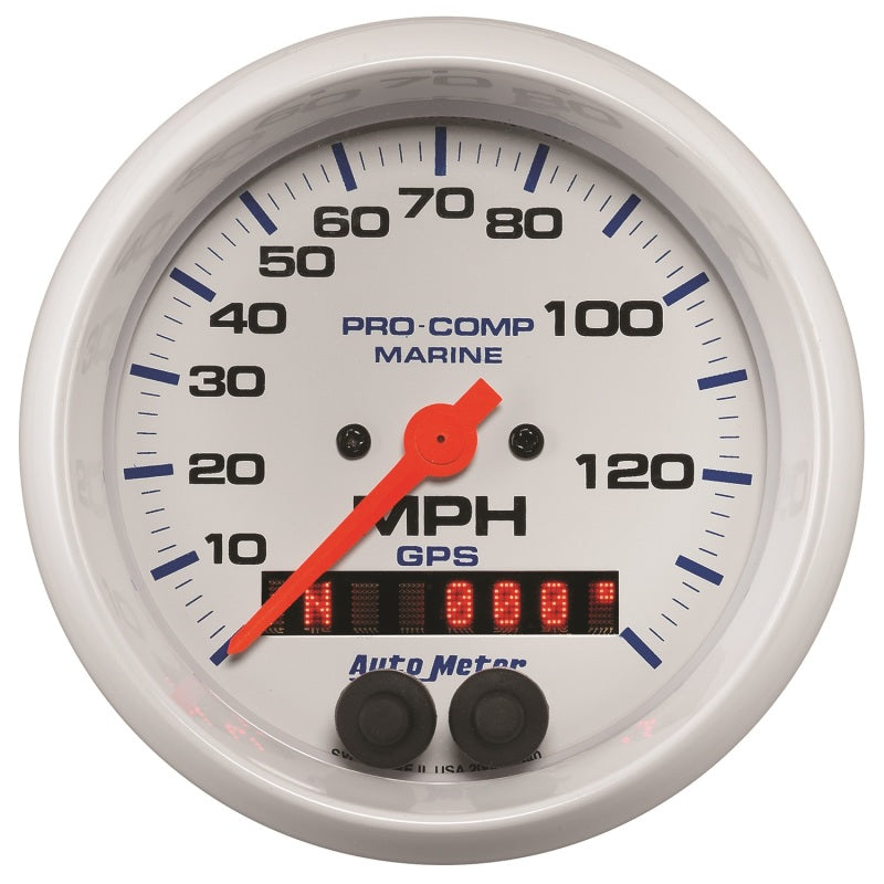Autometer Gauge GPS Speedometer 3-3/8in 140 MPH Marine White Gauge-thumbmail-1