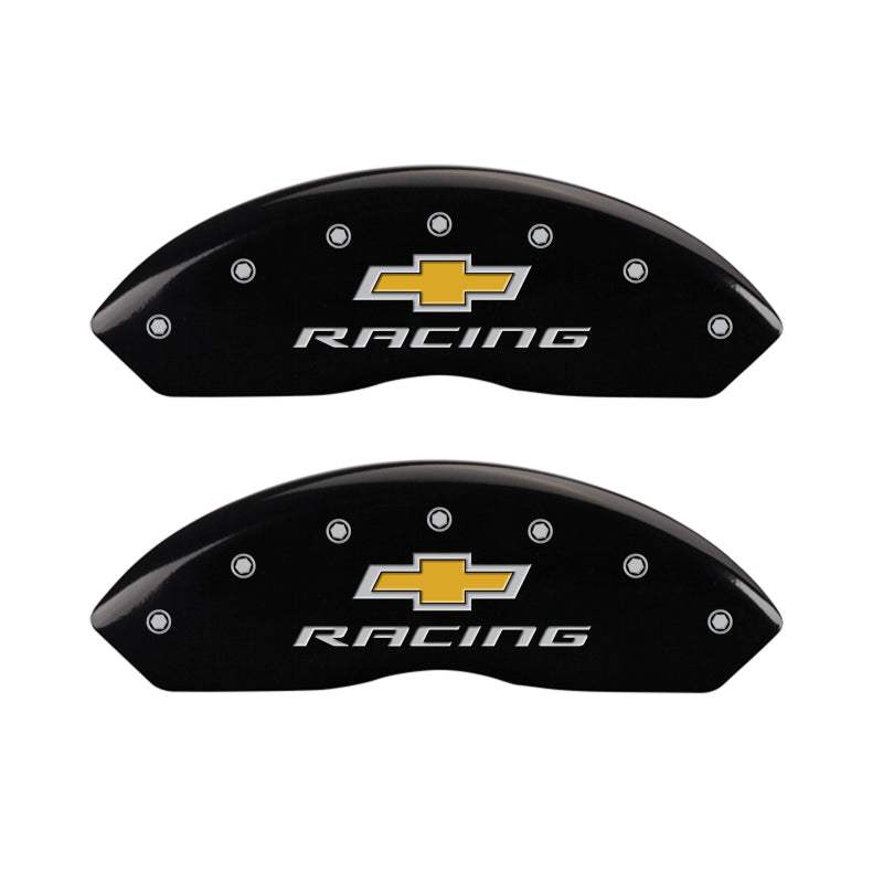 MGP 4 Caliper Covers Engraved Front & Rear Chevy racing Black finish silver ch-thumbmail-3