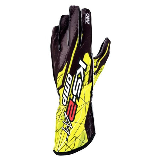 OMP KS-2 Art Gloves Black/Yellow - Size XS