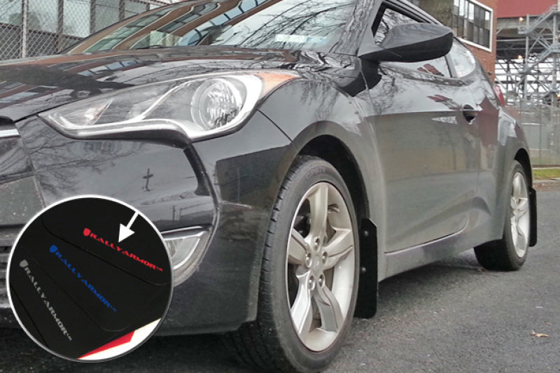 Rally Armor 12-18 Hyundai Veloster Black UR Mud Flap w/ Red Logo-thumbmail-2