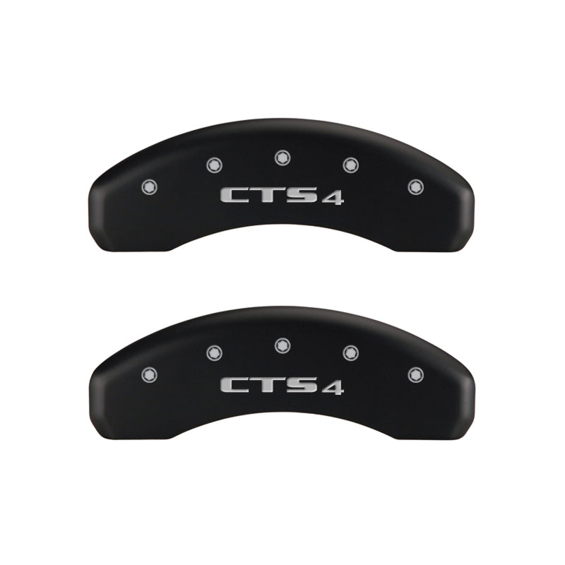 MGP 4 Caliper Covers Engraved Front Cursive/Cadillac Engraved Rear CTS4 Red finish silver ch-thumbmail-5