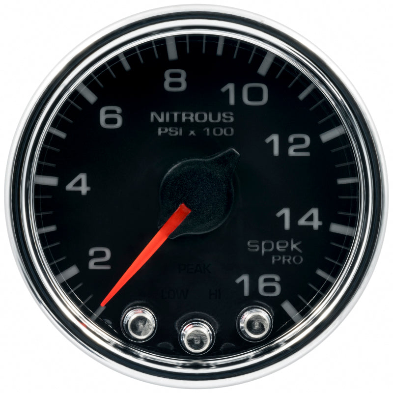 Autometer Spek-Pro Gauge Nitrous Press 2 1/16in 1600psi Stepper Motor W/Peak & Warn Blk/Chrm-thumbmail-3