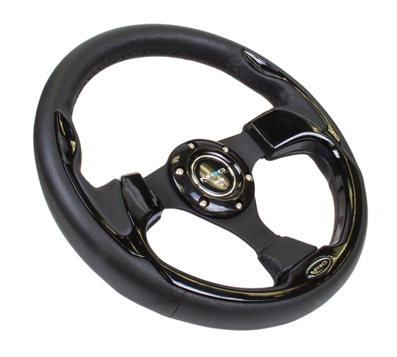 NRG Reinforced Steering Wheel (320mm) Blk w/Gloss Black Trim-thumbmail-7