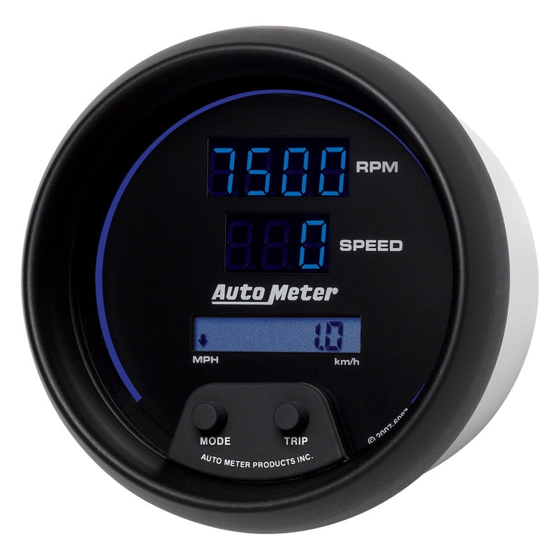 Autometer 85.7mm Black Digital 8000rpm/160mph or 260kmph Electric Tachometer/Speedometer Combo-thumbmail-3