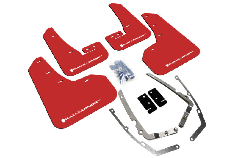 Rally Armor 15-21 VW Golf/GTI/TSI Red UR Mud Flap w/ White Logo-thumbmail-1