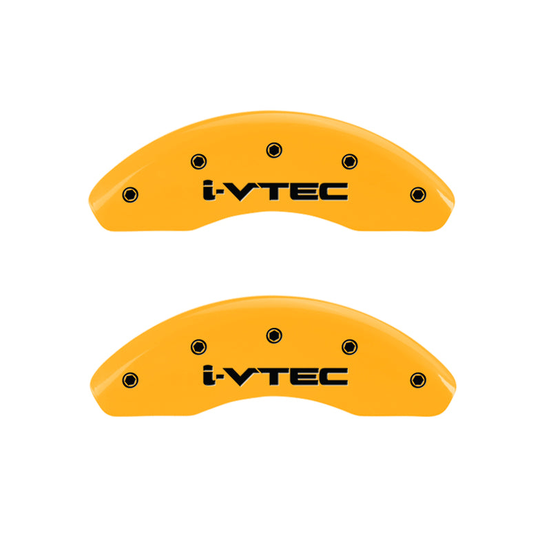MGP 4 Caliper Covers Engraved Front & Rear I-Vtec Yellow Finish Black Char 2005 Honda Accord-thumbmail-3