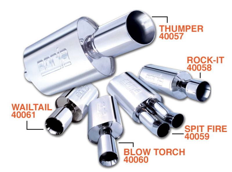 Borla Wailtail Oval 2-1/4in x 5in Side Round Out Boomer Muffler-thumbmail-1