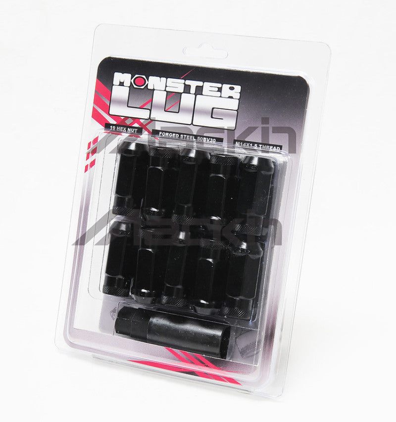 Wheel Mate Monster Open End Lug Nut Set of 20 - Black 35mm 12x1.50-thumbmail-1