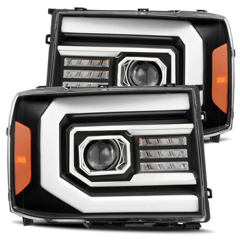 AlphaRex 07-13 GMC 1500HD PRO-Series Proj Headlights Plank Style Matte Blk w/Activ Light/Seq Signal-thumbmail-2