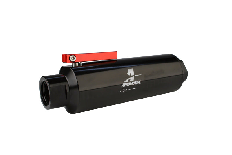 Aeromotive In-Line AN-12 Filter w/Shutoff Valve 100 Micron SS Element - Black Anodize Finish-thumbmail-4