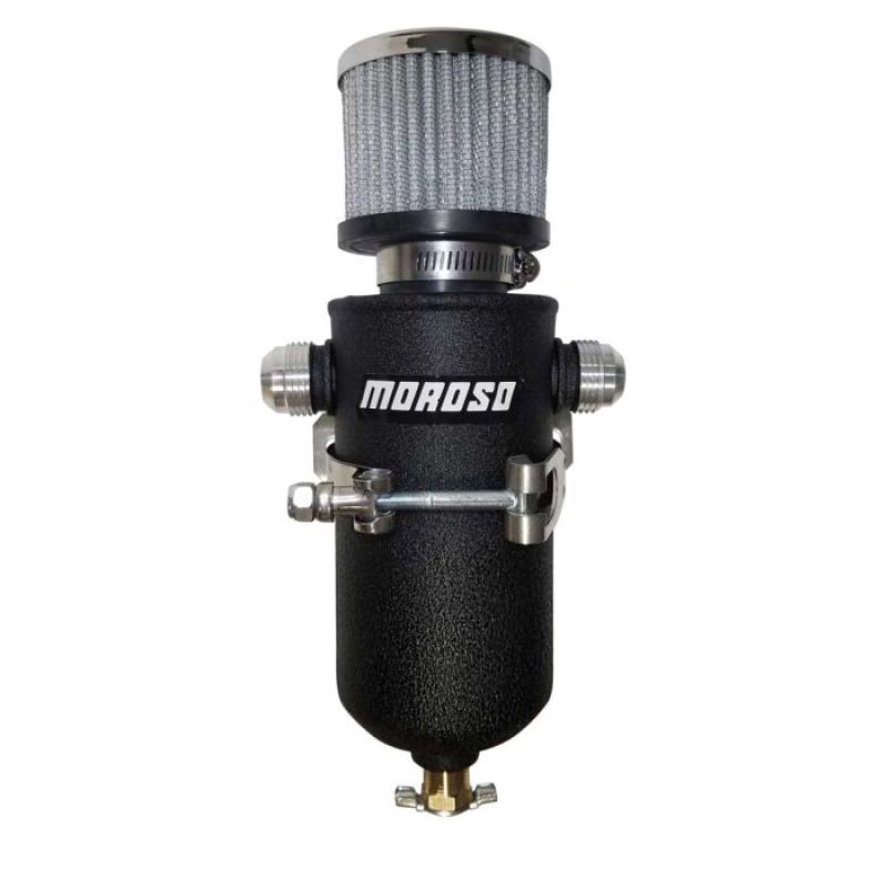 Moroso 12AN Male Fittings Catch Can Breather Tank - Black Powder Coat-thumbmail-1