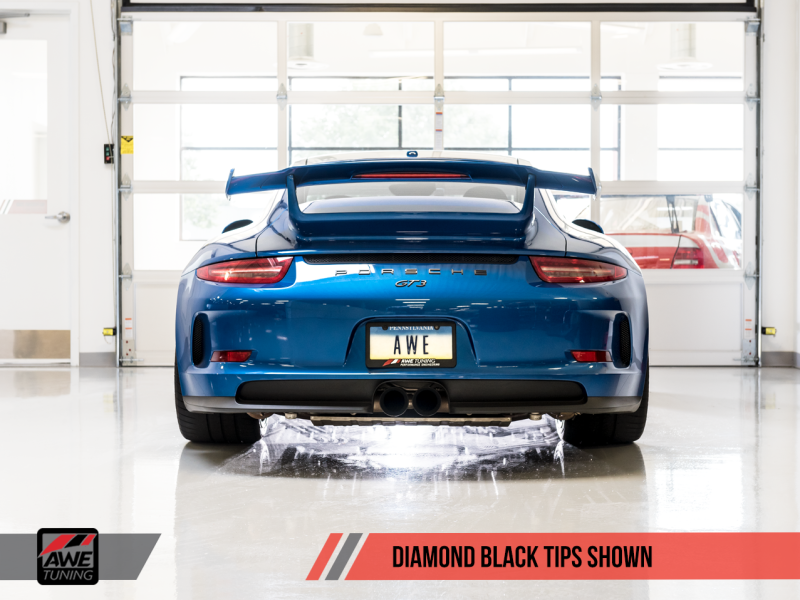 AWE Tuning Porsche 991 GT3 / RS Center Muffler Delete - Diamond Black Tips-thumbmail-6
