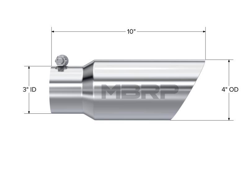 MBRP Universal Tip 4in OD 3in Inlet 10in Length Dual Wall Angled End T304-thumbmail-4