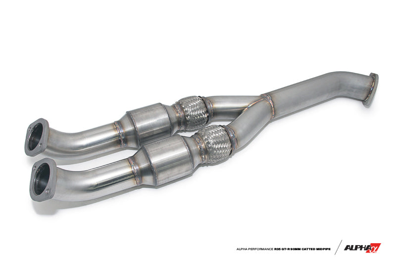 AMS Performance 2009+ Nissan GT-R R35 Alpha 90mm Midpipe w/Race Cats 90mm Exit-thumbmail-4