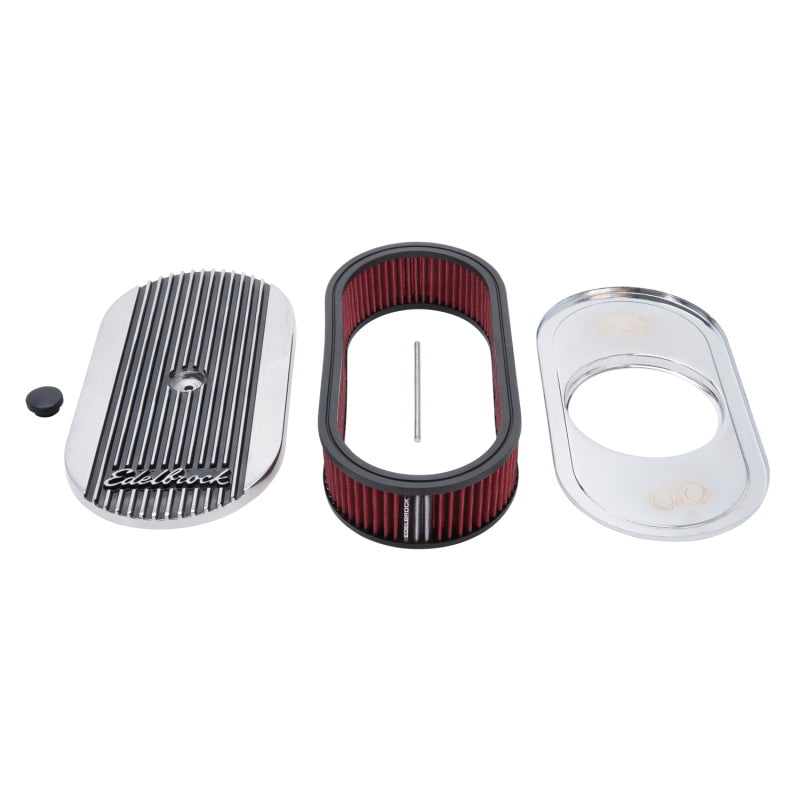 Edelbrock Air Cleaner Elite II Oval Single 4-Bbl Carb 2 5In Red Element Polished-thumbmail-3