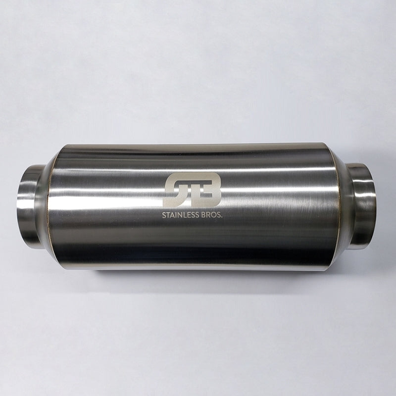 Stainless Bros 2.50in x 12.0in OAL Lightweight Muffler - Matte Finish-thumbmail-1
