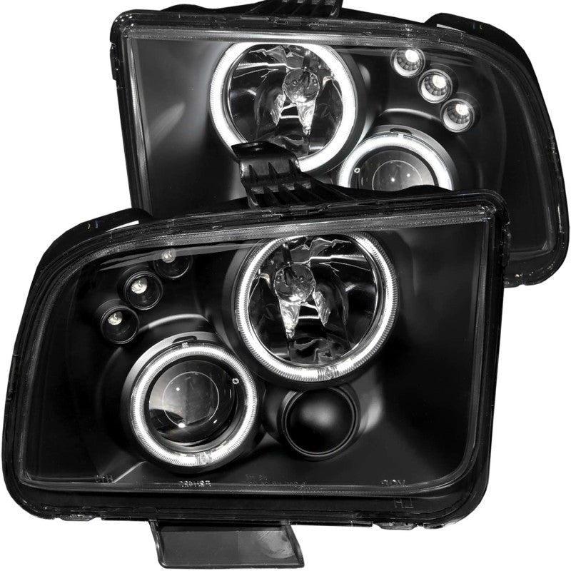 ANZO 2005-2009 Ford Mustang Projector Headlights w/ Halo Black-thumbmail-3