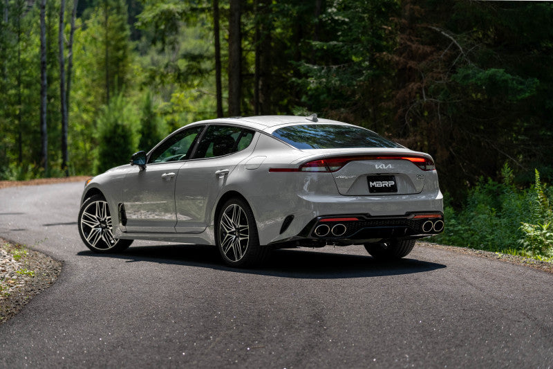 MBRP 2022 Kia Stinger 3.3L T304 SS Cat-Back Exhaust- Dual Split Rear Quad Outlet Uses Factory Bezels-thumbmail-4