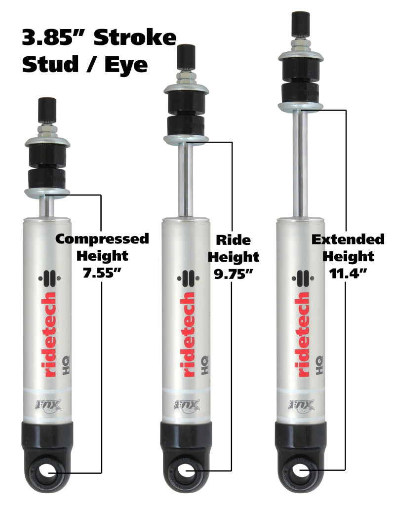 Ridetech HQ Series Shock Absorber Adjustable 3.85in Stroke Eye/Stud Mounting 7.55in x 11.4in-thumbmail-1
