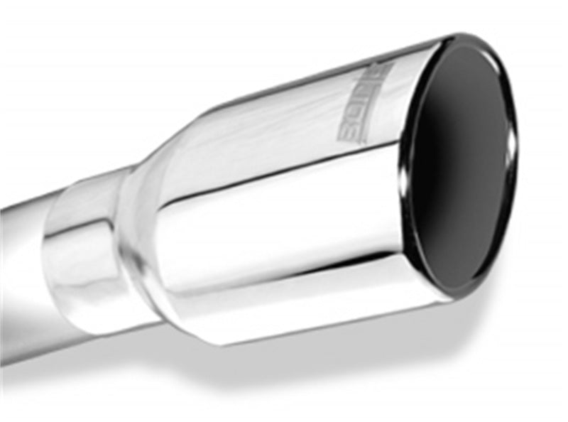 Borla Universal Polished Tip Single Round Rolled Angle-Cut w/Clamp-thumbmail-1