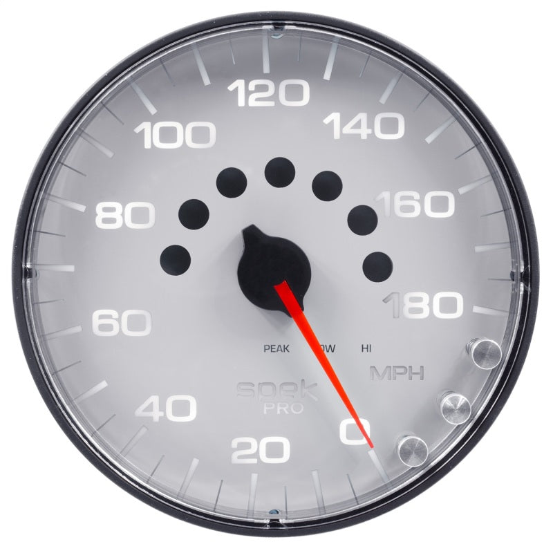 Autometer Spek-Pro Gauge Speedometer 5in 180 Mph Elec. Programmable White/Black-thumbmail-3