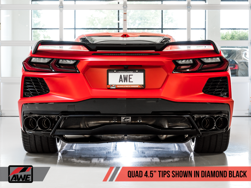 AWE Tuning 2020 Chevrolet Corvette (C8) Track Edition Exhaust - Quad Diamond Black Tips-thumbmail-18