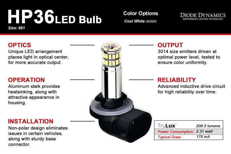 Diode Dynamics 881 HP36 LED - Cool - White (Pair)-thumbmail-4