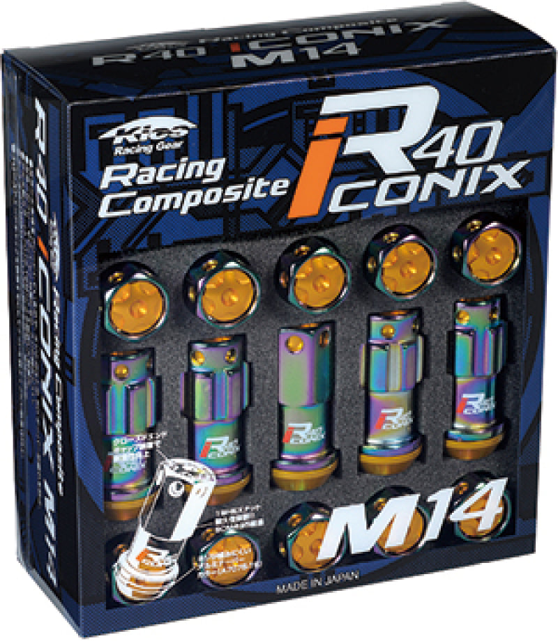 Project Kics 14x1.50 R40 Iconix Lock & Lug Nuts - Neo Chrome w/Gold Cap (16+4 Locks)-thumbmail-2