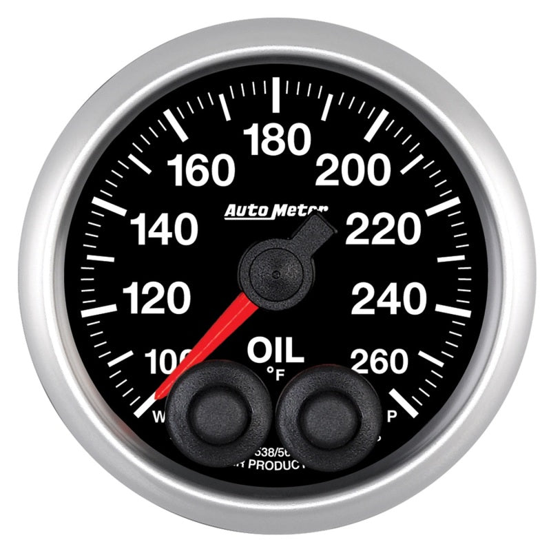 Autometer Elite 52mm 100-260 Deg F Oil Temp Peak & Warn w/ Electronic Control Gauge-thumbmail-1