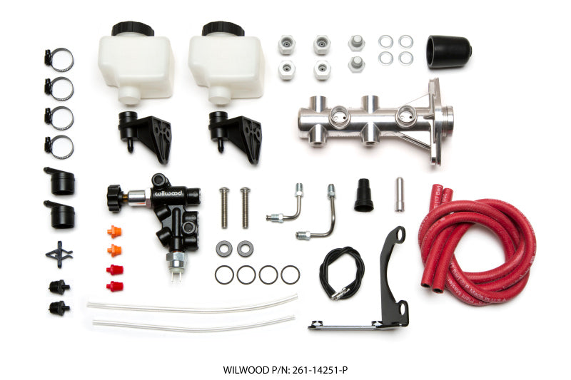 Wilwood Tandem Remote M/C Kit w L/H Brkt & Prop Valve - 1in Bore Ball Burnished-thumbmail-2