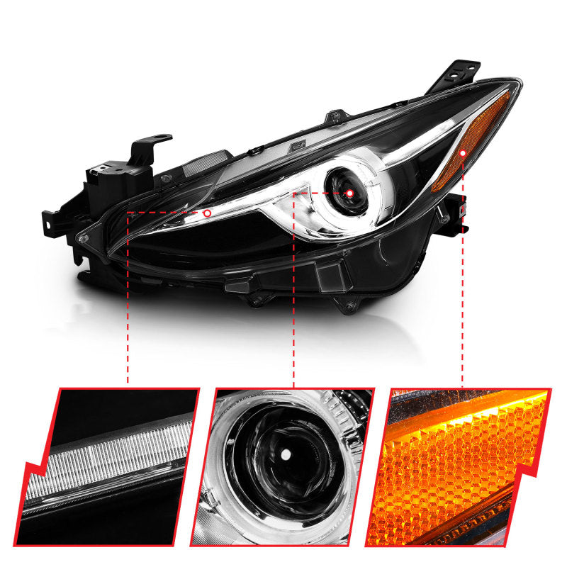 ANZO Projector Headlights With Halo Black w/Amber 14-17 Mazda 3-thumbmail-11