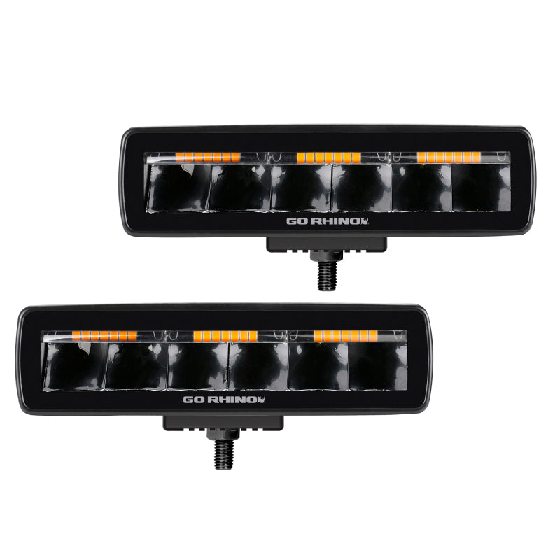 Go Rhino Xplor Blackout Combo Series Sixline LED Spot Lights w/Amber (Surface Mount) - Blk (Pair)-thumbmail-2