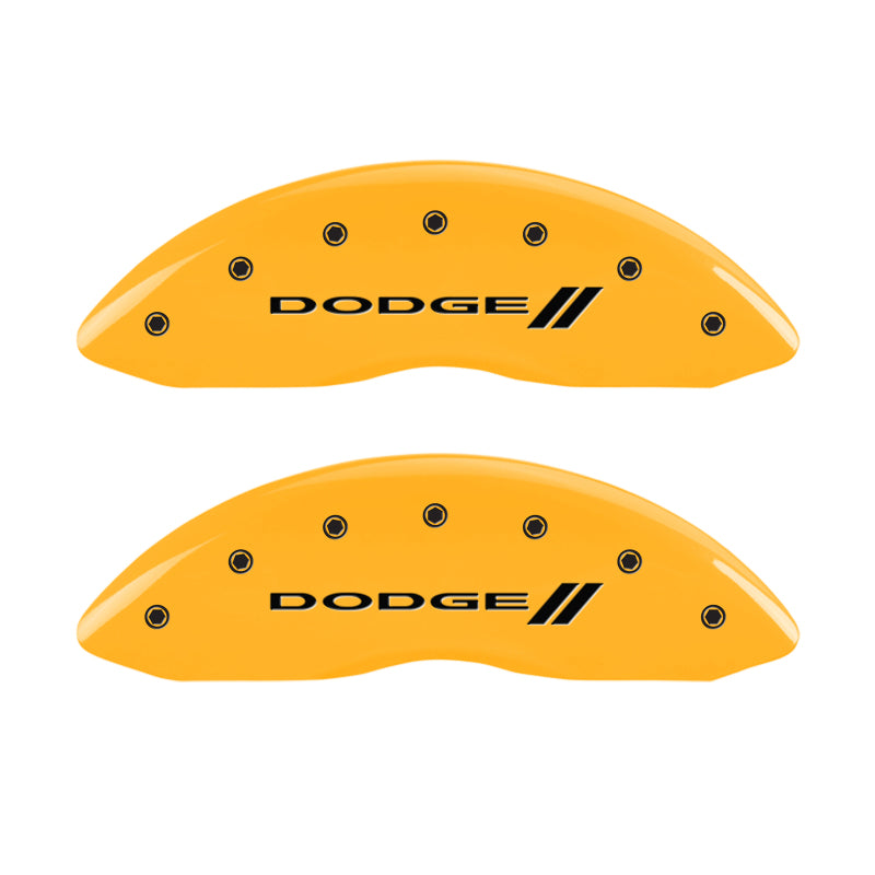 MGP 4 Caliper Covers Engraved F & R w/ Stripes/Dodge Yellow Finish Black Char 2006 Dodge Charger-thumbmail-3