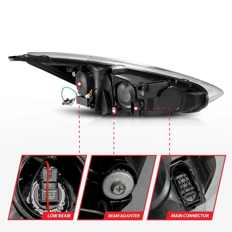 ANZO 15-18 Ford Focus Projector Headlights - w/ Light Bar Switchback Black Housing-thumbmail-13