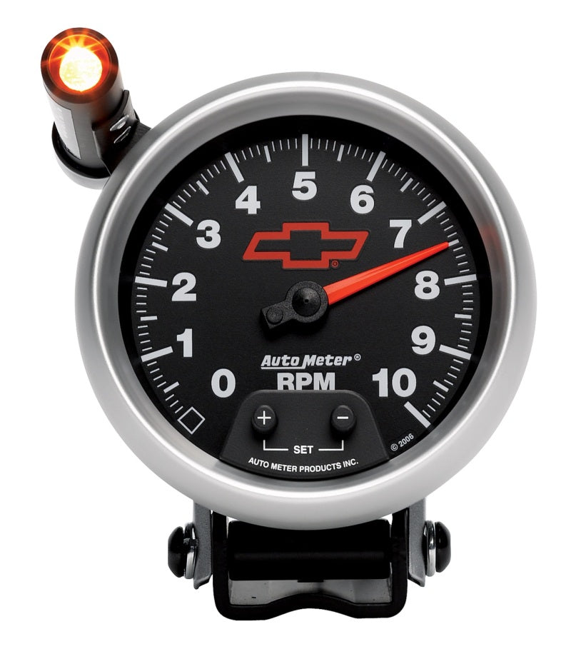Autometer GM Red Bowtie Black 3-3/4in 0-10000 RPM Pedestal Mount Tachometer Quick-Lite-thumbmail-8