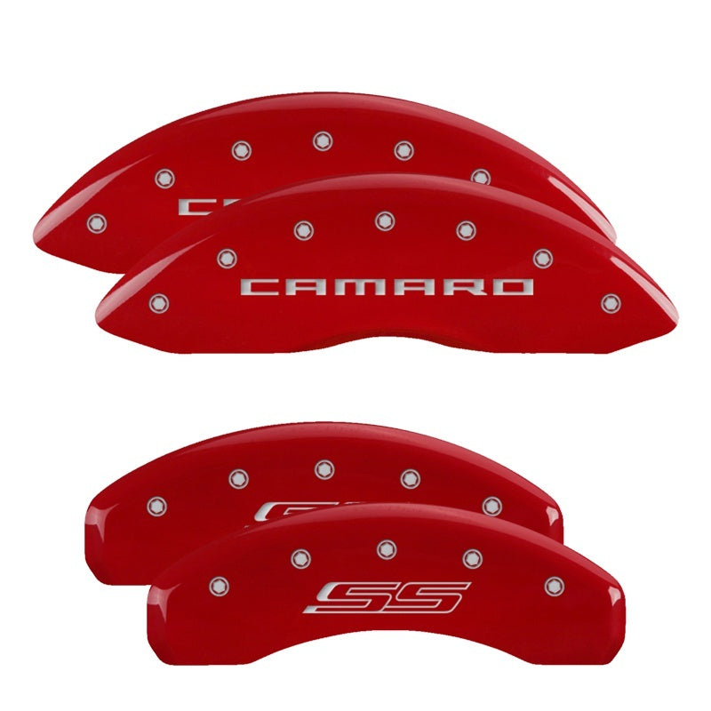 MGP 4 Caliper Covers Engraved Front Gen 5/Camaro Engraved Rear Gen 5/SS Red finish silver ch-thumbmail-3
