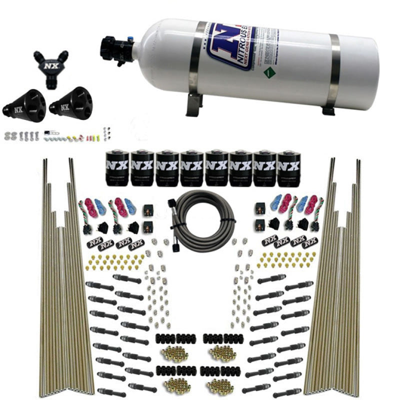 Nitrous Express 8 Cyl Dry Direct Port Four Stage 8 Solenoids Nitrous Kit (200-600HP) w/15lb Bottle-thumbmail-2