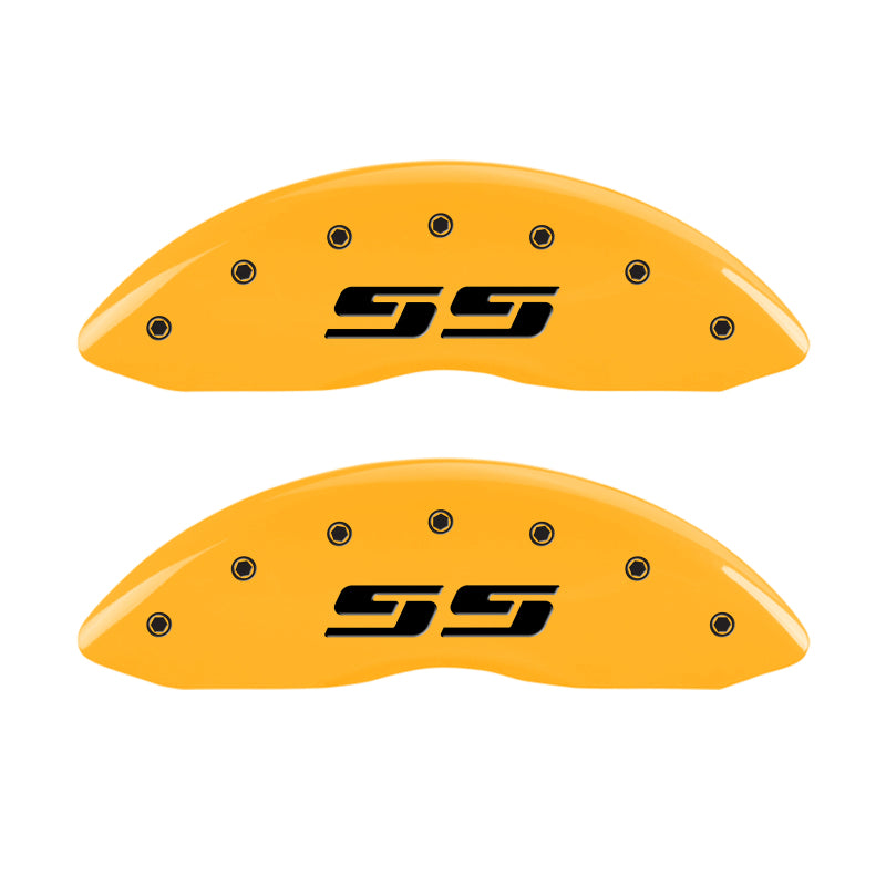 MGP 4 Caliper Covers Engraved Front & Rear MGP Yellow Finish Black Char 2011 Audi A6 Quattro-thumbmail-3