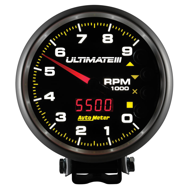 Autometer 5 inch Ultimate III Playback Tachometer 9000 RPM - Black-thumbmail-6