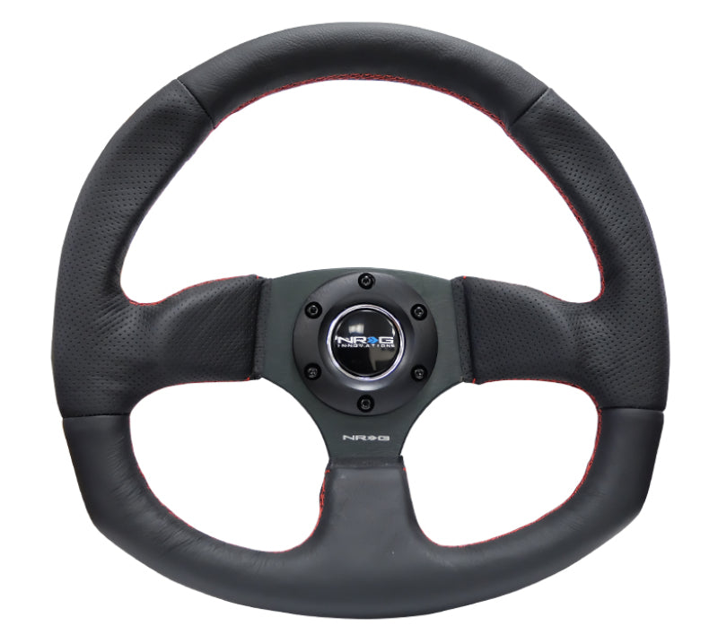 NRG Reinforced Steering Wheel (320mm Horizontal / 330mm Vertical) Leather w/Red Stitching-thumbmail-7