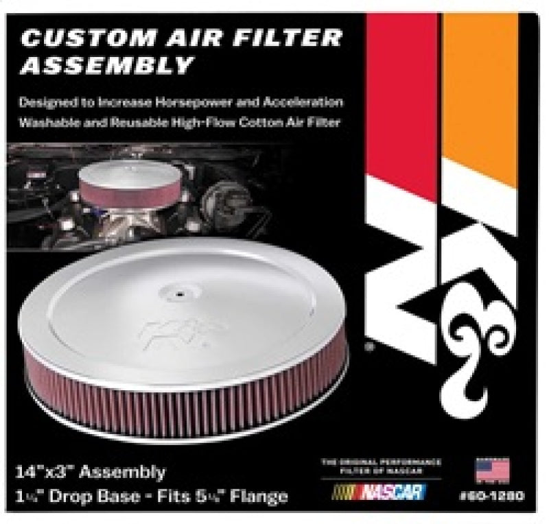K&N 14in Red Custom Air Cleaner Assembly - 5.125in ID x 14in OD x 2.75in H x 1.25in Drop Base-thumbmail-12