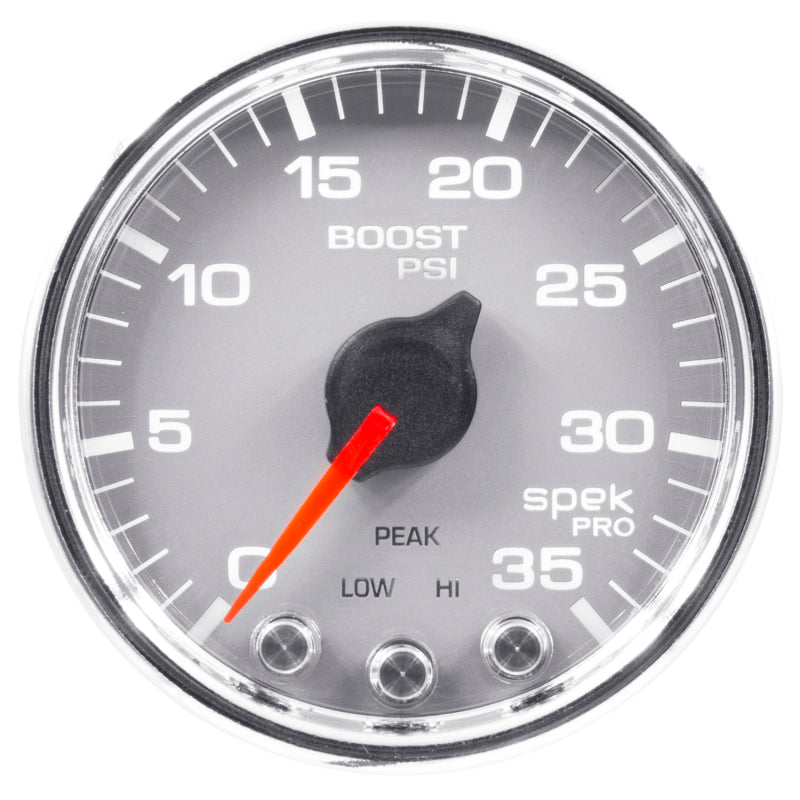 Autometer Spek-Pro Gauge Boost 2 1/16in 35psi Stepper Motor W/Peak & Warn Silver/Chrome-thumbmail-4