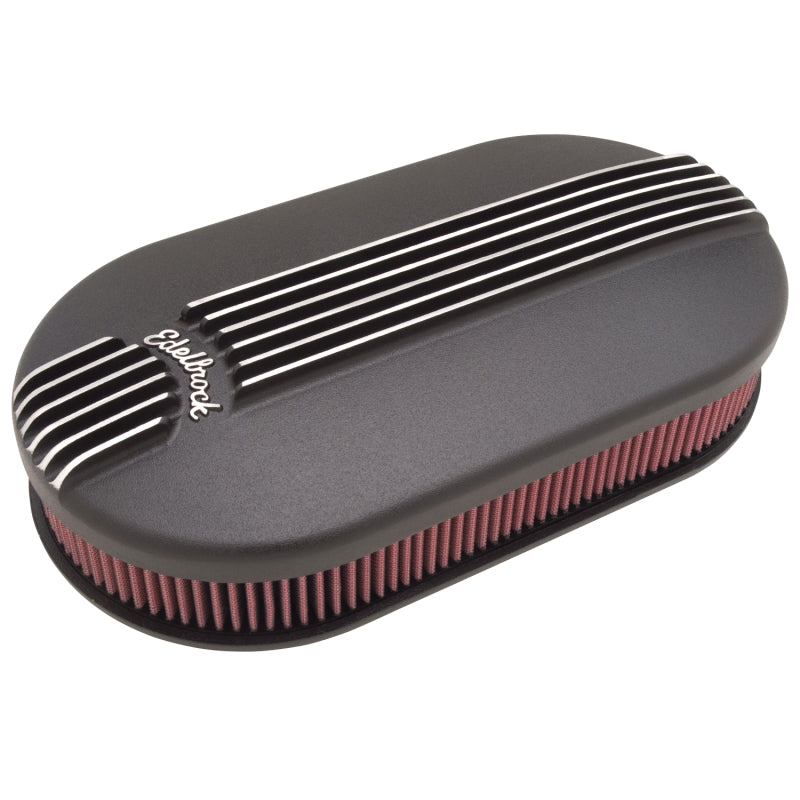 Edelbrock Air Cleaner Classic Series Oval Aluminum 17 5In X 9 35In X 4 45In Dual Carburetor Black-thumbmail-3