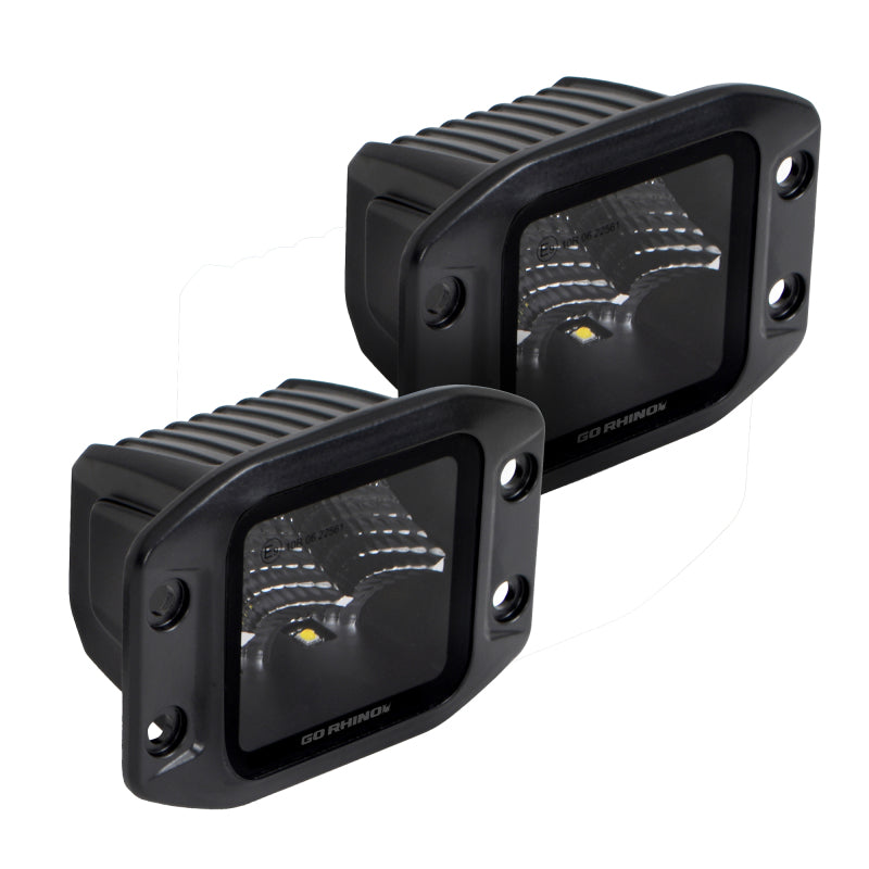 Go Rhino Xplor Blackout Series Cube LED Flood Light Kit (Flush Mount) 3x3 - Blk (Pair)-thumbmail-11