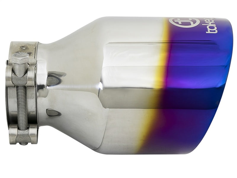aFe Takeda 304 Stainless Steel Clamp-On Exhaust Tip 2.5in. Inlet / 4.5in. Outlet - Blue Flame-thumbmail-7