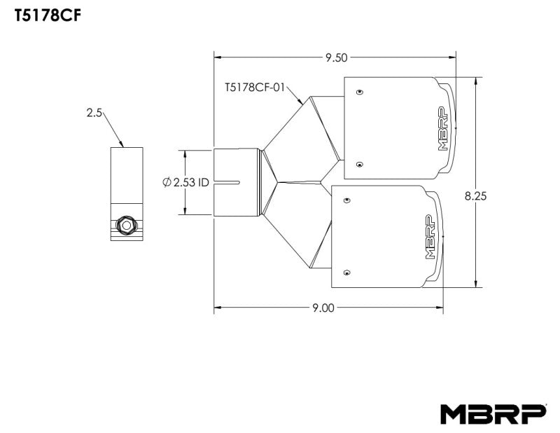 MBRP Universal Carbon Fiber Dual Tip 4in OD/2.5in Inlet-thumbmail-6