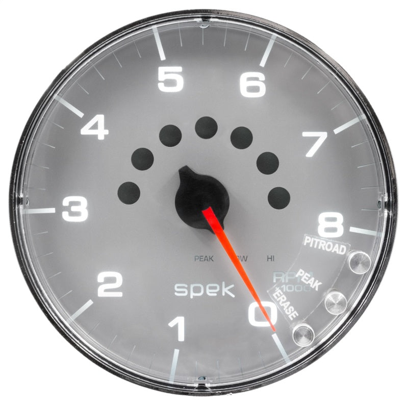 Autometer Spek-Pro Gauge Tachometer 5in 8K Rpm W/Shift Light & Peak Mem Silver/Chrome-thumbmail-3