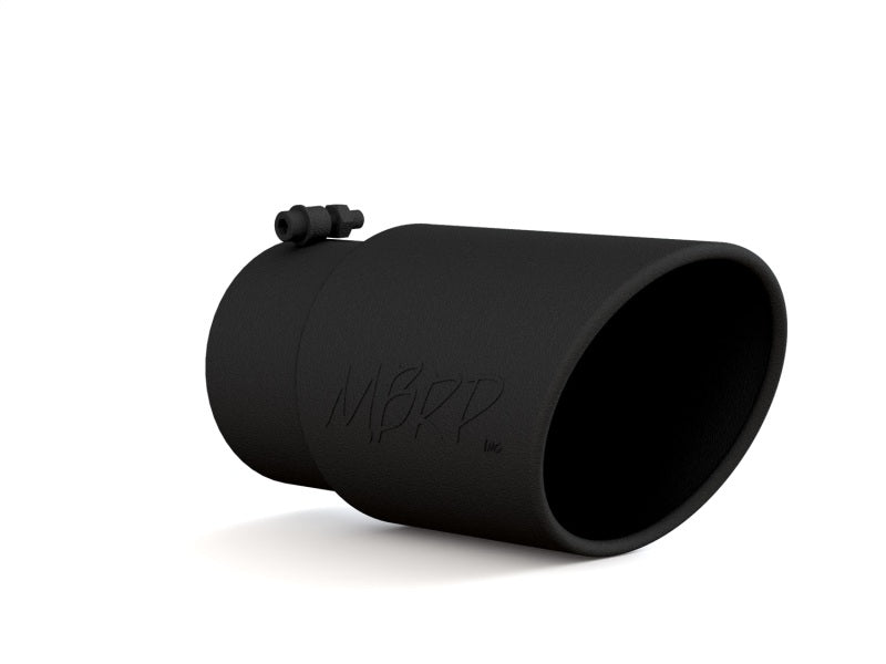 MBRP Universal Tip 6in O.D. Angled Rolled End 5 inlet 12 length - Black Finish-thumbmail-3